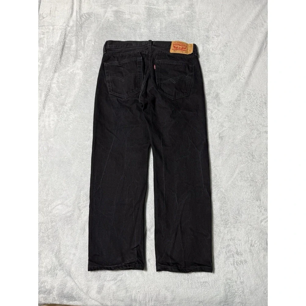 Levis 501 Jeans Mens 29x25 Black Straight Button Fly Mid Rise Dark Wash Denim